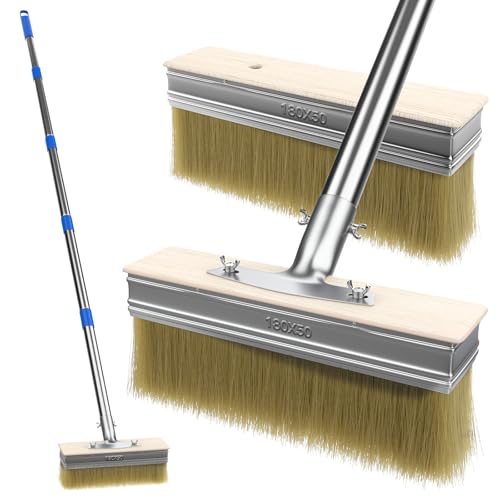 Deck Paint Brush With 55" Long Handle and 2 Pcs7.1"Paint Brush Heads,Decking Large Deck Stain Applicator for Walls,Woodfloors,Woodstains,Decking Paints,Decking Stains,Fence Wall Furniture