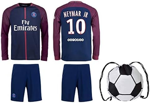 Fan Kitbag Neymar Jr #10/ Cavani #9 PSG Soccer Jersey & Shorts Paris Saint Germain Youth Kids Home/Away ✓ Premium Gift Set ✓ Included Soccer Ball Backpack