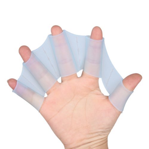 Easyinsmile Mens/Womens/Kids Webbed Swimming Gloves Silicone Soft Eco-Friendly Hand Paddles for Swimming Surfing Diving Water Exercise-Increased Water Resistance (L(for Men)) (Blue, L(for Men)