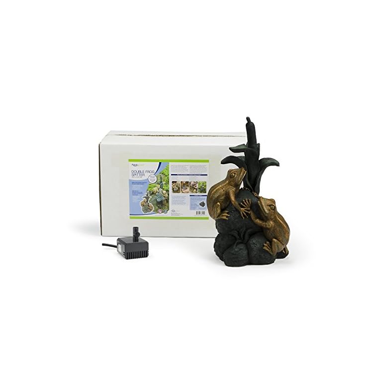 Aquascape Double Frog with Cattail Spitter Fountain with Pump for Pond