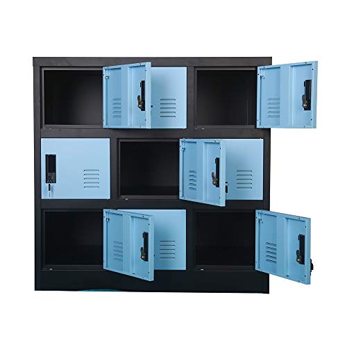 Small Office Storage Locker Cabinet Organizer for Employee,School Locker for Kids Mini Size (Blue, W9D)