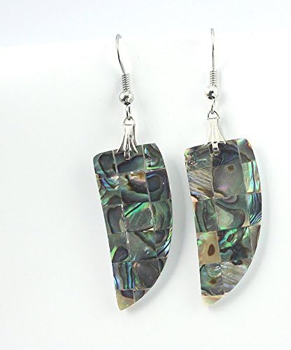 BEST FINISH ABOLENE SHELL FASHION JEWELRY .925 SILVER PLATED EARRINGS S24495 2.5 inches
