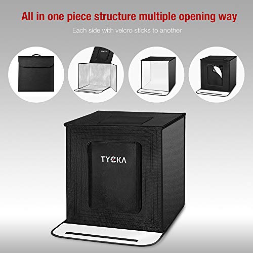 TYCKA Photo Studio Box, 80x80x80cm /31.5x31.5x31.5 Inches Foldable Photography Studio Light Tent with 5500K LED Lights,3 Backdrops (Black, White, Beige) - Thumbnail 6