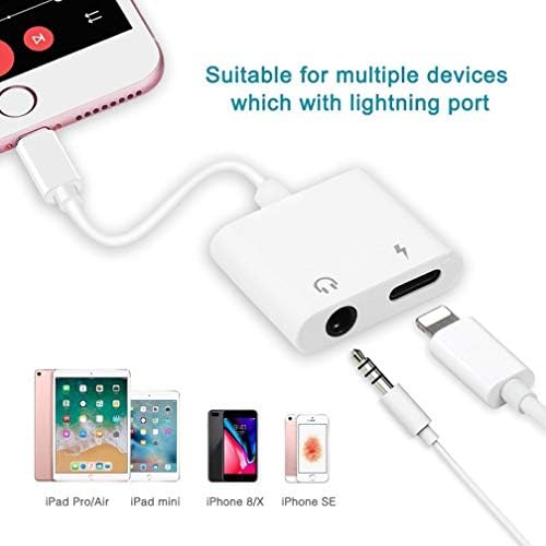 Haedphone Splitter Adapter 3.5mm Jack Charge Adaptor.2 in 1 Connector Cable Adapter Earphone Adapter with Volume Control & Charging & Music