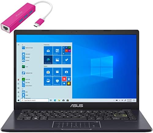ASUS E410 14" Lightweight Laptop Computer, Intel Celeron N4020 up to 2.8GHz, 4GB DDR4 RAM, 128GB eMMC, 802.11AC WiFi, Bluetooth, HDMI, Webcam, Remote Work, Blue, Windows 10 S, iPuzzle Type-C HUB 1 ASUS E410 14" Lightweight Laptop Computer, Intel Celeron N4020 up to 2.8GHz, 4GB DDR4 RAM, 128GB eMMC, 802.11AC WiFi, Bluetooth, HDMI, Webcam, Remote Work, Blue, Windows 10 S, iPuzzle Type-C HUB