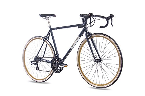 CHRISSON 28' Zoll RENNRAD Fahrrad Vintage Road 2.0 mit 14G Shimano A070 Retro Look schwarz matt