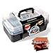SUMPRI Smores Caddy with Two Folding Trays -Smore Box That Keeps Your Marshmallow Roasting Sticks/Crackers/Chocolate Bars Organized -Fire Pit Accessories Kit,Campfire Smore Skewers Storage Box (Black) primary