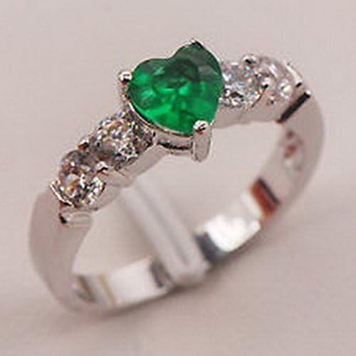 Ddang - Emerald White Topaz Silver Gemstone Ring Size 6
