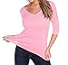 Kavio! Women V Neck 3/4 Sleeve Top Baby Pink S