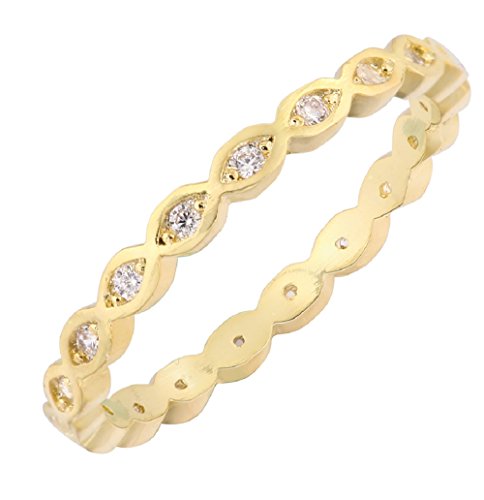 CloseoutWarehouse Cubic Zirconia Stackable Endless Eternity Ring Sterling Silver Yellow Gold-Tone Plated Size 5