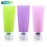 On the go Silicone Travel Bottle Set - Wide Opening: Easy to Fill, Flip Cap: Easy to Dispense, Soft Silicone: Easy to Squeeze, Label and See Through Body: Easy to Identify,Leak Proof Design: Less Mess - Best Travel Accessories Bottles (Tube 2.8OZ)