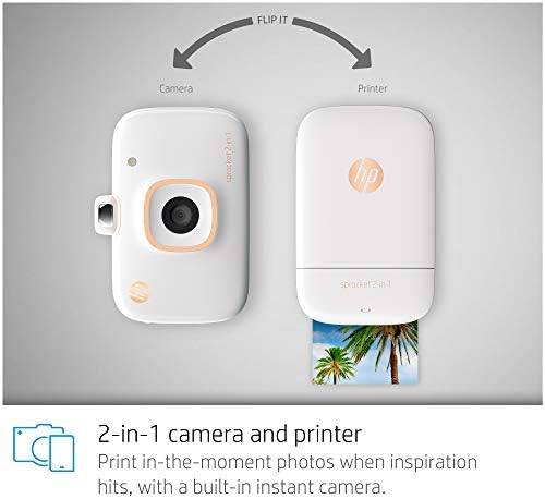 HP Sprocket 2-in-1 Portable Photo Printer & Instant Camera Bundle with 8GB MicroSD Card and ZINK Photo Paper – White (5MS95A) 7 41g2nDQLbUL. AC