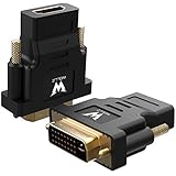 HDMI to DVI Adapter, WOLLZ Gold-Plated Bi-directional HDMI Female to DVI Male Video Converter Cable Cord 1080P for HDTV, monitor, DVD and Projector,2 Pack (Black)
