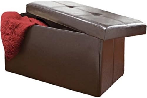 Chocolate Rectangle Water Resistant Faux leather Folding Storage Furniture Ottoman