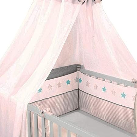 Baby Nestchen mit Himmel ca. 30 cm x 80 cm & 168 cm x 230 cm, Sterne auf weiß mit blau, pflegeleicht, waschbar bei 30°, Öko T