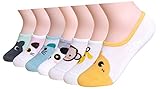 QBSM 7 Pack Womens Cool Animal Cute Non Slip Low Cut No Show Liner Boot Socks