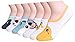 QBSM 7 Pack Womens Cool Animal Cute Non Slip Low Cut No Show Liner Boot Socks