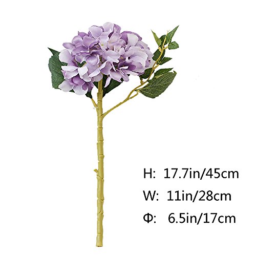 Felice Arts Artificial Silk Flowers California Fake Beautiful Hydrangea Bunch Bouquet Flower for Home Wedding Decor Pack of 3 (PURPLE)