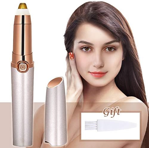 Eyebrow Hair Remover for Women Eyebrow Trimmer, Electric Eyebrow Trimmer Epilator Portable Brows Hair Remover Razor with Light (Battery Not Included), Rose Gold