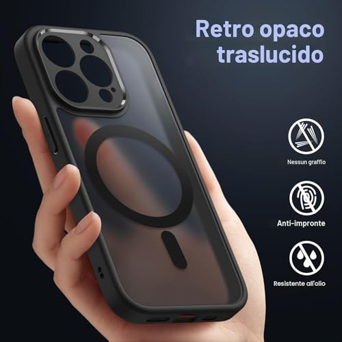 JETech Magnetic Cover for iPhone 13 Pro 6.1 Inch MagSafe Compatible with MagSafe, Translucent Matte Case with Camera Full Protection Slim Back Shockproof (Black)