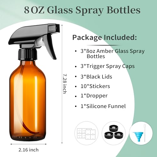 GIVAMEIHF Amber Glass Spray Bottles 8oz Brown Glass Spray Bottles 3 Pack photo 11