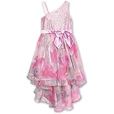 Speechless Girls' One Shoulder Shimmer Midi Dress with Bow Accent