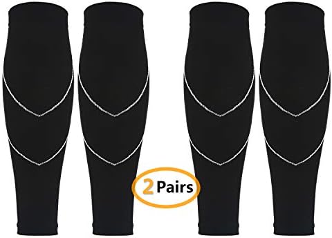 2 Pairs Graduated Calf Compression Sleeves for Men & Women - Best Footless Compression Socks for Running Flight Travel Pregnancy Flying Nurses Medical Shin Splints -Varicose Veins, Boost Stamina