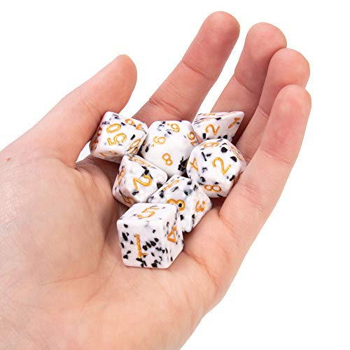 Cookies & Cream Dice Set - Premium Resin 7 Polyhedral Tabletop Role-Playing Dice - Black, White, Gold Colored Fantasy RPG Gaming Accessory
