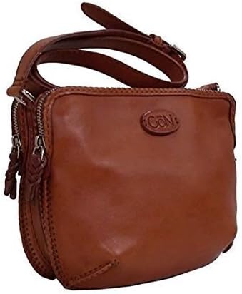 Handmade Full Grain Leather Shoulder Bag Womens Handbag Crossbody Purse Satchel, 7,5"x5"x8" (HxWxL), Taba