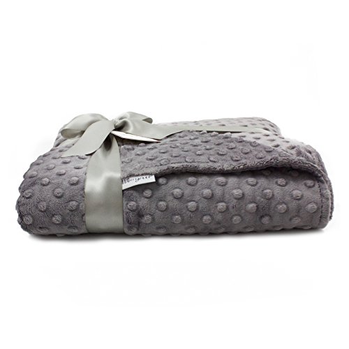MEG Original Minky Dot Crib/Toddler Bed Baby Blanket, Double-sided Charcoal 670