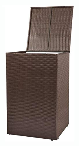 HomyDelight Waste Containment Accessory, Single Wheelie Bin Shed Poly Rattan Brown