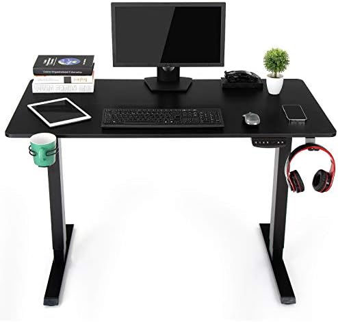 OUTFINE Height Adjustable Standing Desk Electric Dual Motor Home Office Stand Up Computer Workstation (Black, 63″)