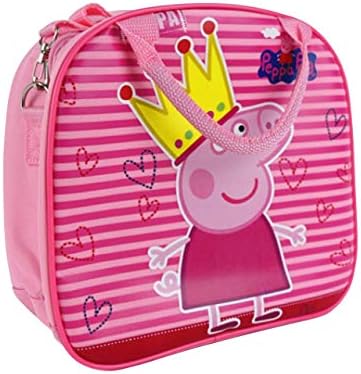 GlobalEdge Kid Cartoon Pig Insulated Lunch Bag 9" Pink With Shoulder Strap