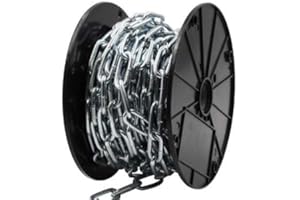 TC CHAIN TC Straight Link, Coil Chain, Welded, Utility Household Chain by Angelika & Sun (Trade Size 5/0, 100ft' Box, Bright Zinc Finish)