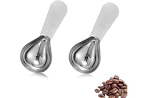 2-Piece Coffee Scoop Set, 18/8 Stainless Steel Heavy Duty Measuring Spoons, Short Handle, Food Grade Metal Teaspoons for Grou