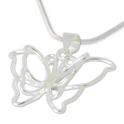 NOVICA .925 Sterling Silver Pendant Necklace, 18", Siam Butterfly'