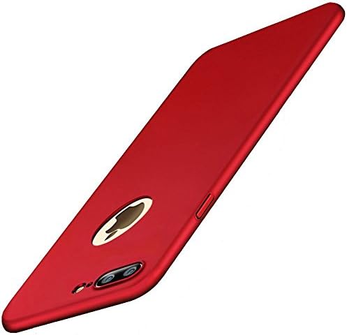 Apple iPhone 7 Plus Slim Case,iPhone 8 Plus Phone Case,with Tempered Glass Screen Protector,Ultra Thin Protective Plastic Hard Shell,3D Full Coverage Anti-Scratch Anti-Fingerprint Case - Lucky Red