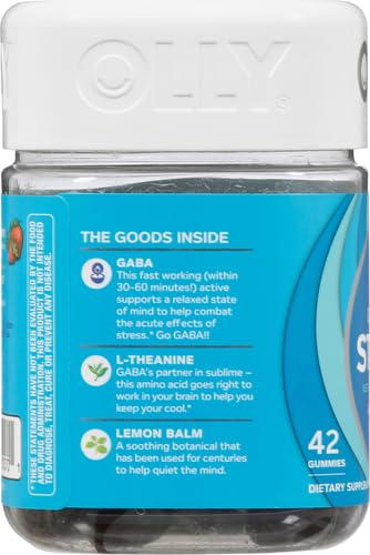 OLLY GOODBYE STRESS GUMMY, GABA, L-THEANINE, LEMON BALM, STRESS RELIEF SUPPLEMENT, BERRY – 42 COUNT