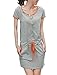Allegra K Ladies Split Neck with Pockets Drawstring Mini Tee Dresses