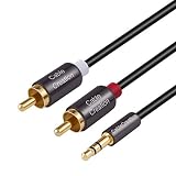 3.5mm to RCA,Cablecreation 16.5 Feet RCA to 3.5MM Aux Jack Stereo Audio Y Splitter Gold-Plated for Smartphones, MP3, Tablets, Speakers,Home Theater,HDTV,5M/ Black