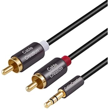 RCA to 3.5mm Aux Cable (1.6ft), CableCreation 3.5mm Male to 2RCA Male Stereo Y Splitter RCA Cable for TV, Receiver,Car, Speakers and More