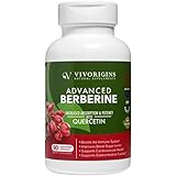 Advanced Berberine 600mg per capsule with Quercetin for Increased Absorption & Potency to Support Cardiovascular Health & Digestion-Boost Immune System & Energy -Healthy Blood Sugar Levels-90 veg caps
