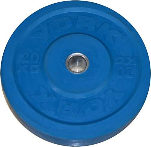 York Barbell 28093 York USA 20 Kg Blue Rubber Training Bumper Plate