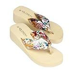 Hot Sale!Women Flip-Flops 2018,Todaies Women Bohemia Floral Beach Sandals Wedge Platform Thongs Slippers Flip Flops 3 Colors