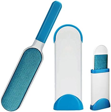 Reusable Fur Wizard Aopet Professional Lint Remover Cleaner with Self-Cleaning Base Double-Sided Brush for Pet Hair ,Clothes Dust, Clothing, Furniture, Home -Blue