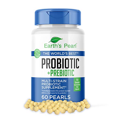 60 Day Supply - Earth?s Pearl Probiotic & Prebiotic - for Women, Men and Kids - Advanced Digestive Gut Health and Enzyme Support - One a Day Pearls - Billions of Live Cultures