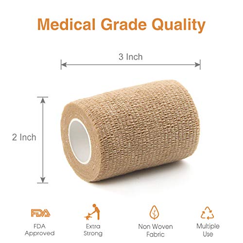 AUPCON Vet Wrap Self Adherent Wrap Cohesive Bandage Animal Bandage Self Adhesive Bandages for Horse, Pets & Ankle Sprains & Swelling 3 Inches