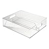 iDesign-75330-FridgeFreeze-Binz-Storage-Boxes-Kitchen-Storage-Container-with-Two-Compartments-Made-of-Plastic-Clear-Divided iDesign Divided Fridge Organiser, Stackable Storage Container with Handles, Large BPA-free Clear Drawer Organizer for…