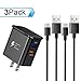 Amoner Adaptive Fast Charging USB Charger, 25W Dual Port USB Adaptor with 2Pack 4ft Type C Cables Compatible with Samsung Galaxy s10 s10+ s9 s9+ s8 s8+ Note 8 Note 9 & More(1 Charger + 2 Cable)