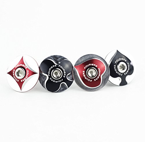 Fouriers TC-S00 CNC Bike Stem Top Cap Headset Cover 28.6mm 1 1/8" Steerer Balck Red (Black Spade)